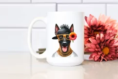 Malinois Big Eyes Hip Hop Singer Watercolor Clipart Product Image 2