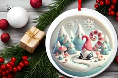 Round Christmas Ornament Sublimation|Clipart Product Image 1