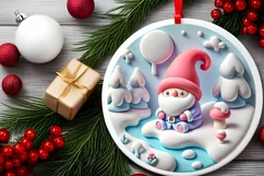 Round Christmas Ornament Sublimation|Clipart Product Image 1