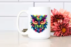 Abstract Owl with Plant Leaves, PNG Product Image 2