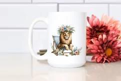 Watercolor Young Lion With Flower Wreath Product Image 2