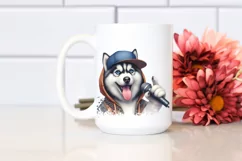 Siberian Husky Big Eyes Hip Hop Singer Watercolor Clipart Product Image 2
