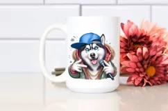 Funny Siberian Husky Hip Hop Singer | Sublimation Clipart Product Image 2