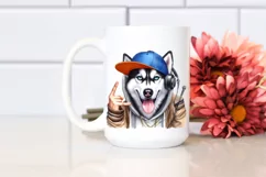 Funny Siberian Husky Hip Hop Singer | Sublimation Clipart Product Image 2