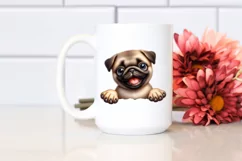 Colorful Baby Pug Watercolor Clipart Product Image 2