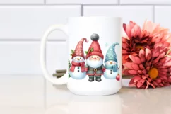 Cute Snowman in Winter Scenery with Christmas Ornaments PNG Product Image 2