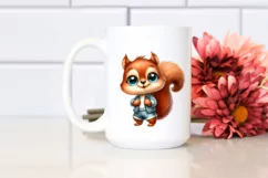 Happy Baby Squirrel Phishing Road | Sublimation Clipart Product Image 2