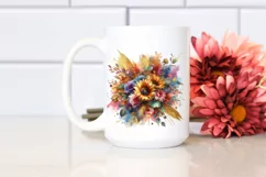 Colorful Sunflower Bouquet PNG Product Image 2