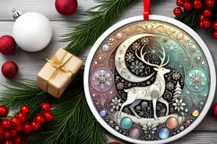 Round Christmas Ornament Sublimation|Clipart Product Image 1