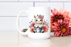 cute Baby Unicorn in Dahlia Frame | Sublimation | Clipart Product Image 2