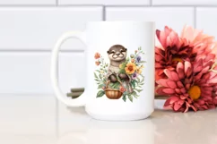 Detailed Baby Otter with Nasturtium Bouquet | Sublimation | Product Image 2