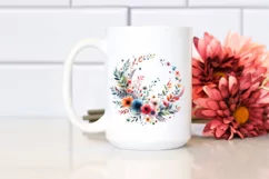 Colorful Abstract Wild Flower Wreath | Sublimation Clipart Product Image 2