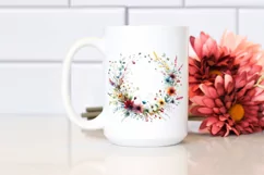 Colorful Abstract Wild Flower Wreath | Sublimation Clipart Product Image 2