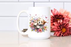 Colorful Baby Dog Spring Petals | Sublimation Clipart Product Image 2