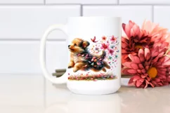 Colorful Baby Dog Spring Petals | Sublimation Clipart Product Image 2