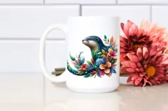 Abstract Vibrant Otter with Leaf Body PNG Product Image 2