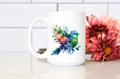 Abstract Vibrant Bird with Flower Body PNG Product Image 2
