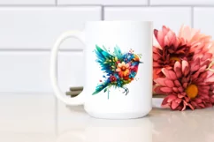Abstract Vibrant Bird with Flower Body PNG Product Image 2