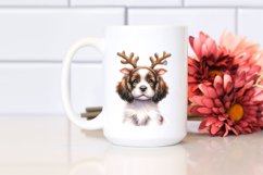 Pastel English Springer Spaniel with Reindeer Horns PNG Product Image 2