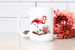Vibrant Flamingo on Book Clipart Product Image 2