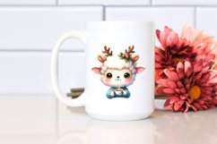 Watercolor Lamb with Reindeer Horns PNG Product Image 2