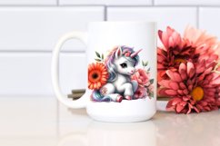 Cute Baby Unicorn with Gerbera Clipart Product Image 2
