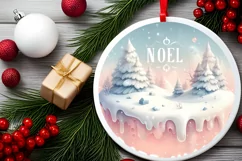 Round Winter Scene Noel Sublimation PNG Product Image 2