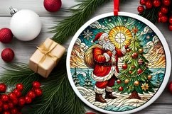 Round Christmas Ornament Sublimation|Clipart Product Image 1