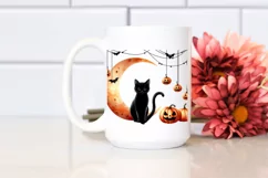 Cat on Moon with Pumkins, High-Res PNG Product Image 2