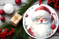 Round Santa Christmas Ornament Sublimation PNG Product Image 2