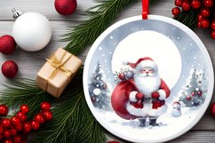 Round Santa Christmas Ornament Sublimation PNG Product Image 2
