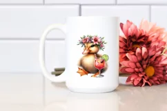 Watercolor Young Duck With Flower Wreath Product Image 2