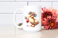 Watercolor Young Duck With Flower Wreath Product Image 2