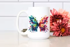 Abstract Vibrant Butterfly with Flowers PNG Product Image 2