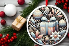 Round Christmas Ornament Sublimation|Clipart Product Image 1