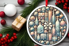 Round Christmas Ornament Sublimation|Clipart Product Image 1