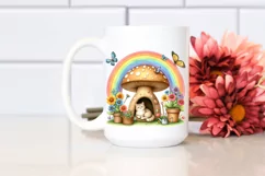 Colorful Mushroom Rainbow Bird | Sublimation Clipart Product Image 2