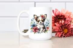 Cute Chihuahua Sitting in Floral Frame | Clipart Product Image 2