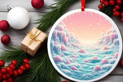 Round Winter Scene Ornament Sublimation PNG Product Image 2
