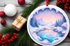 Round Winter Scene Ornament Sublimation PNG Product Image 2