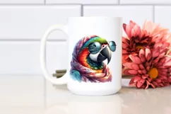 Funny Cute Parrot Portrait with Silk Scarf | Clipart Product Image 2