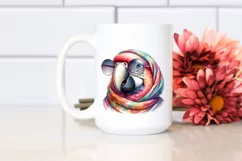 Funny Cute Parrot Portrait with Silk Scarf | Clipart Product Image 2