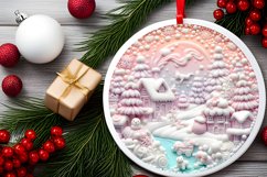 Round Winter Scene Ornament Sublimation PNG Product Image 2