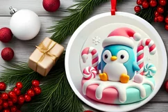 Round Christmas Ornament Sublimation|Clipart Product Image 1