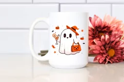 Simple Ghost with Purse Holding Cocktail PNG Product Image 2