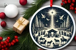 Round Christmas Ornament Sublimation|Clipart Product Image 2