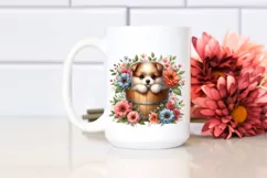 Cute Baby Dog with Flowers, PNG Product Image 2