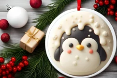 Round Christmas Penguin with Melting Edges Ornament Product Image 2