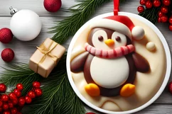 Round Christmas Penguin with Melting Edges Ornament Product Image 2