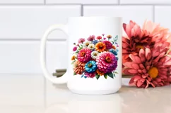 Colorful Zinnia Bouquet | Sublimation | Clipart Product Image 2